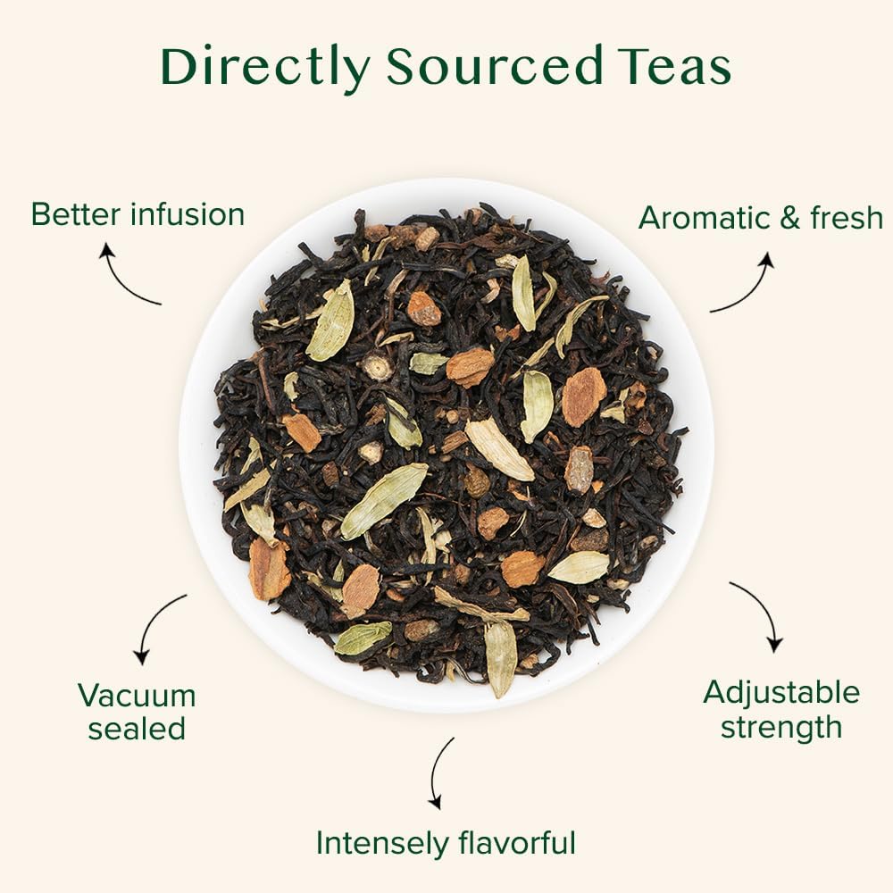 VAHDAM Vanilla Spiced Masala Chai cup steaming for a comforting morning ritual.