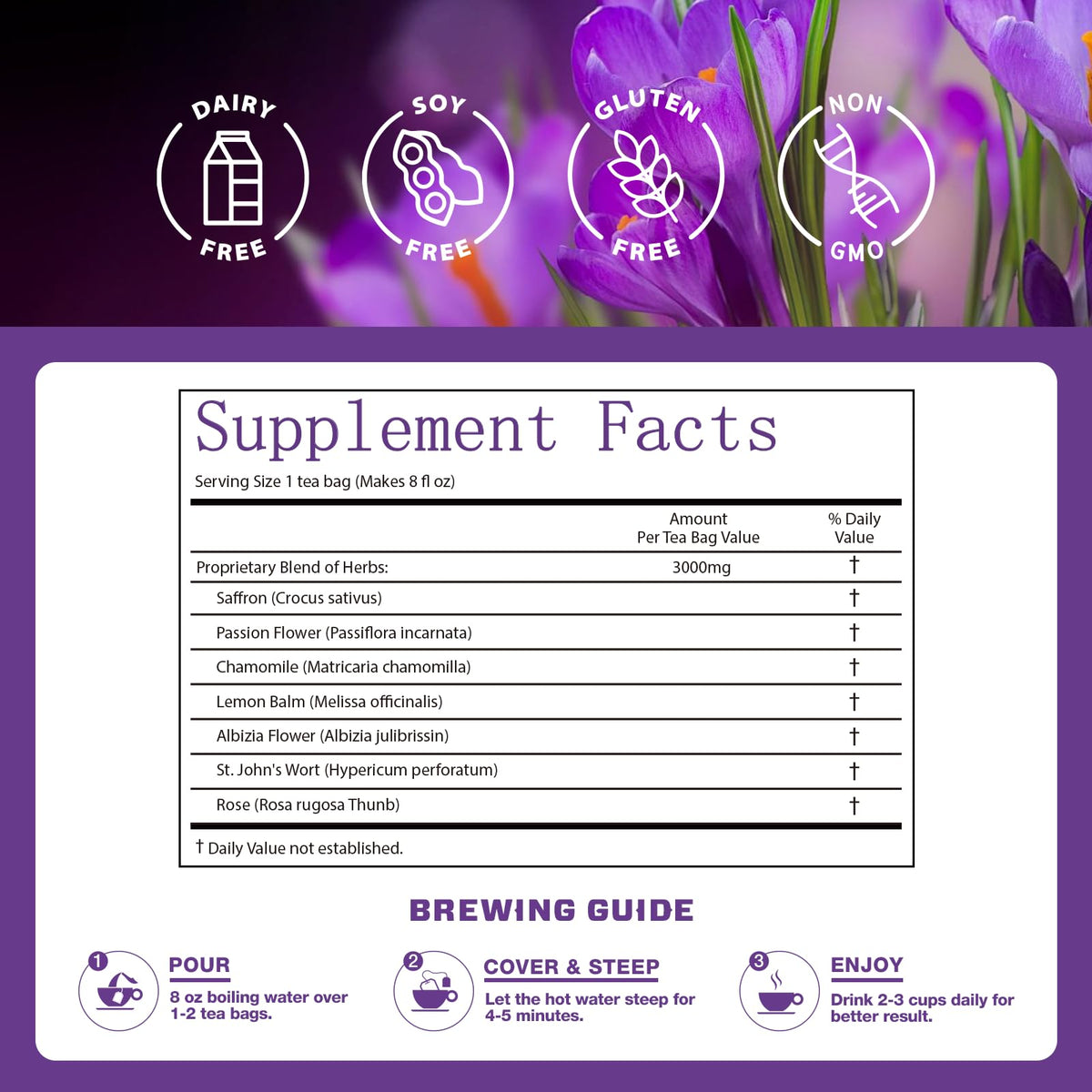 VailHerbTea calm focus mood support with soothing herbal notes.