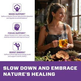 VailHerbTea passion flower and chamomile blend, relaxing infusion for emotional balance.