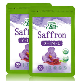 VailHerbTea saffron extract tea bags close-up, soothing aroma for calm and focus.