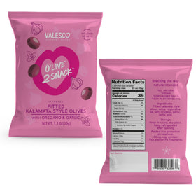 Valesco O'Live 2 Snack Pouches compact packaging for easy carry.