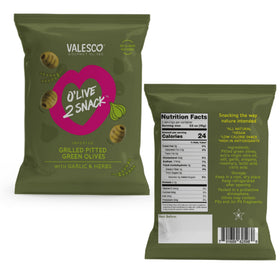 Valesco O'Live 2 Snack Pouches ready-to-eat portions for meals.