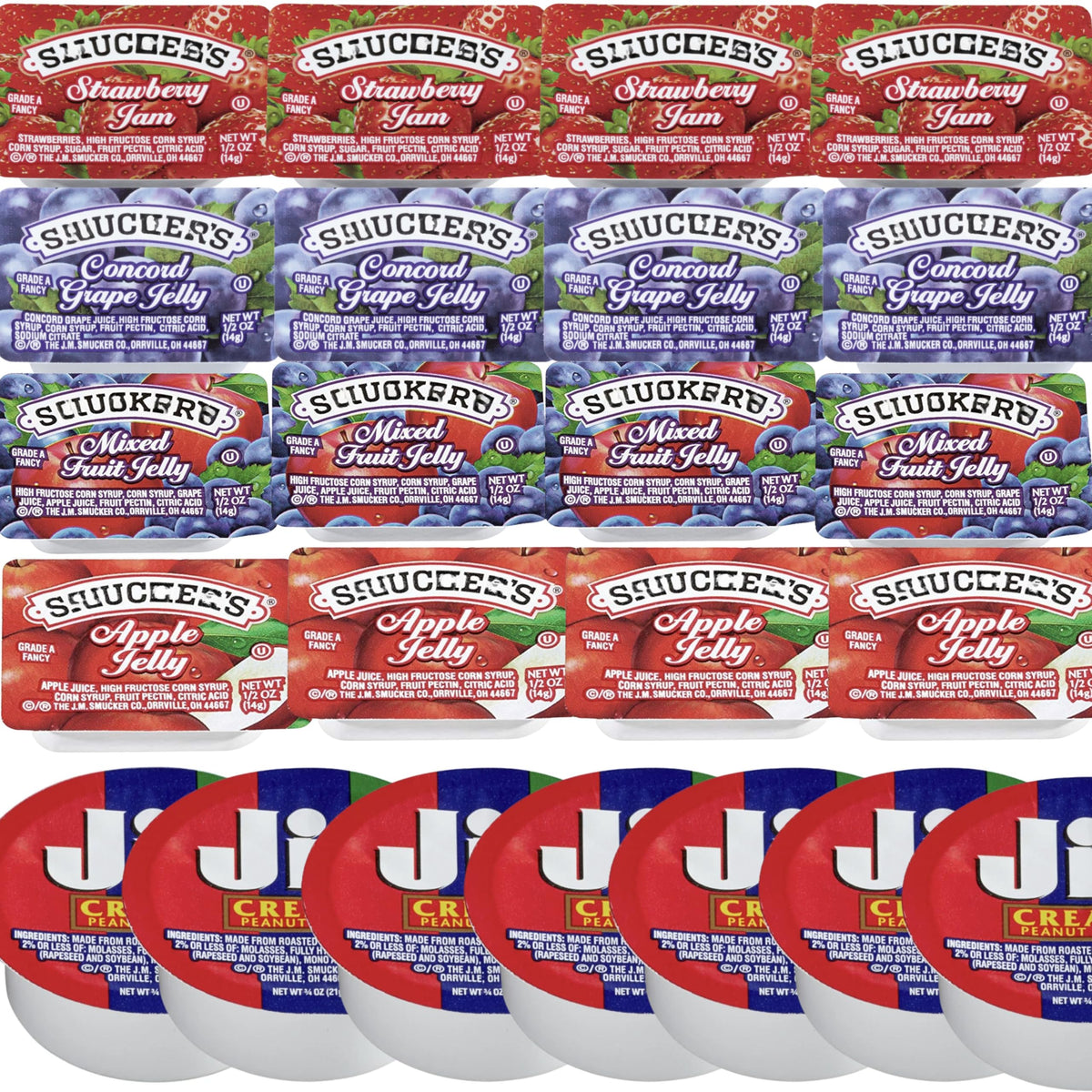 Vallary 50-count single-serve breakfast spreads pack front, portable convenience.
