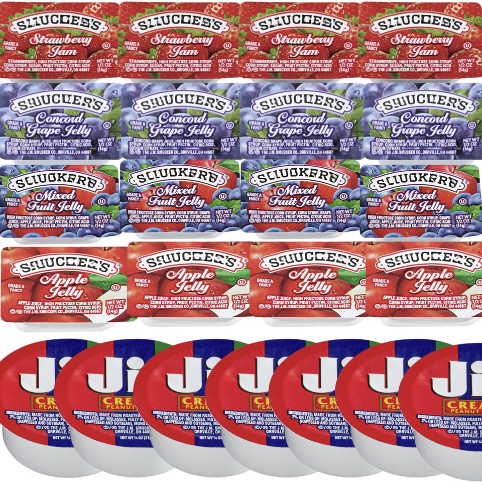Vallary 50-count single-serve breakfast spreads pack front, portable convenience.