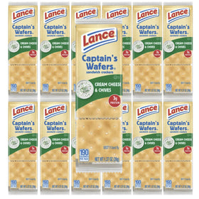 Vallary Lance Captain's Wafers Cream Cheese & Chives 20-pack box, individually wrapped for freshness.
