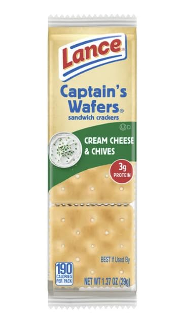 Retail packaging displays Lance Captain's Wafers in store aisle.