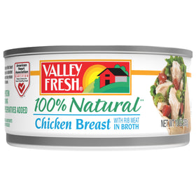 Valley Fresh chicken breast in water with rib meat; fully cooked and ready to eat.