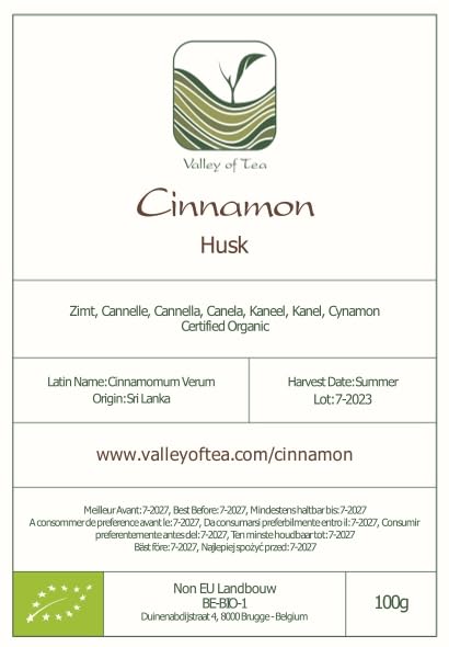 Valley of Tea cinnamon sticks packaging stacked for storage and freshness.