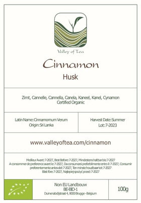 Valley of Tea cinnamon sticks packaging stacked for storage and freshness.