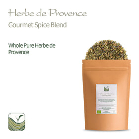 Valley of Tea Herbs de Province jar open spice, releasing aromatic scent ideal for marinades.