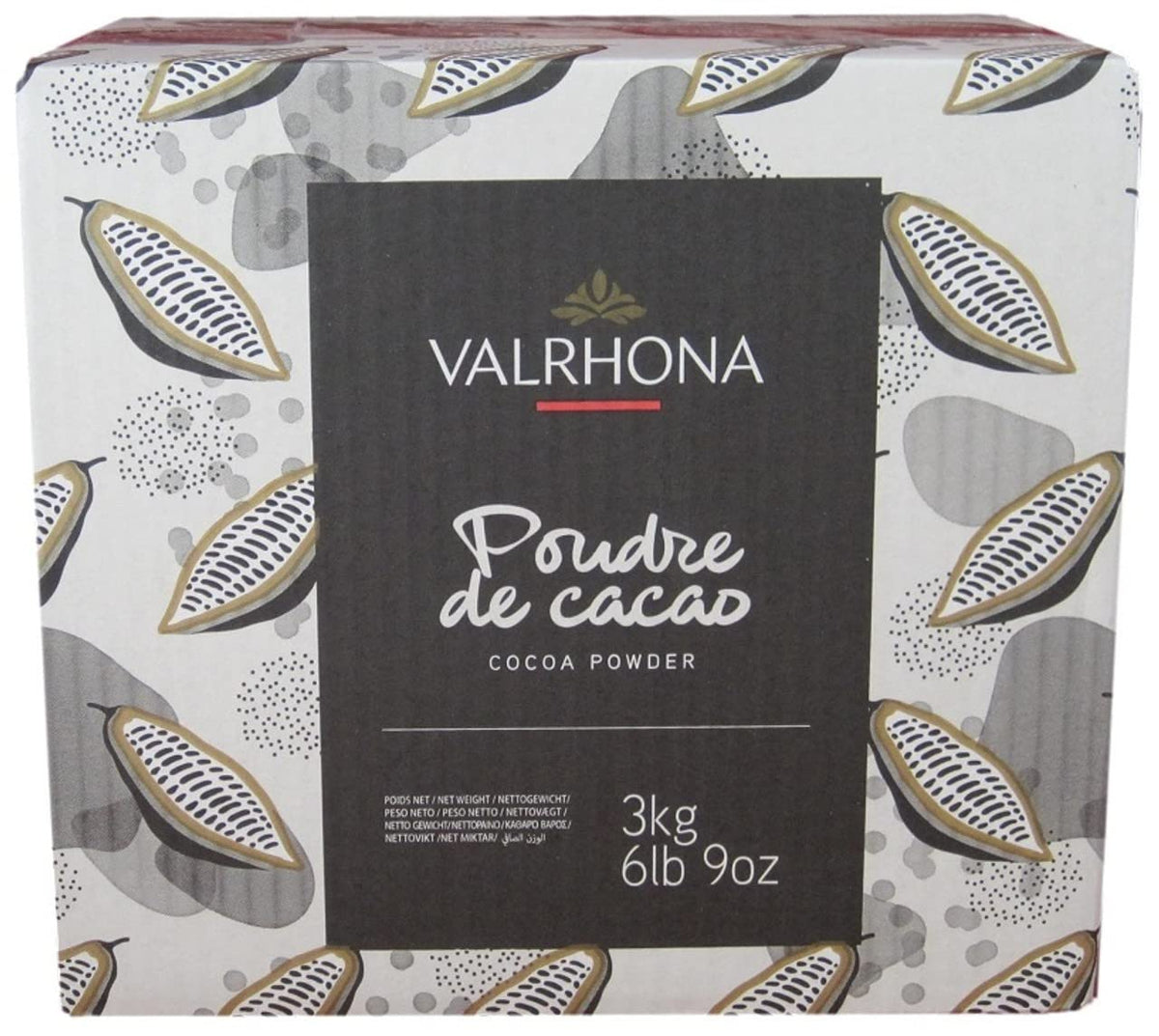 Valrhona cocoa powder 3kg tin showing premium Dutch-processed cocoa ideal for baking