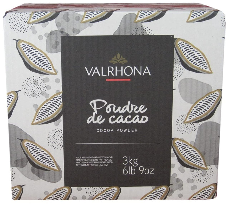 Valrhona cocoa powder 3kg tin showing premium Dutch-processed cocoa ideal for baking