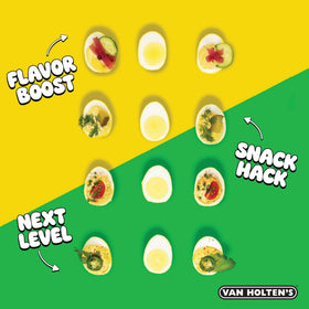 Van Holten's pickled eggs close-up emphasizes bold flavor and crisp brine.