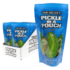 Van Holten's Dill Pickles Pouch 12 Pack for grab-and-go snacking.