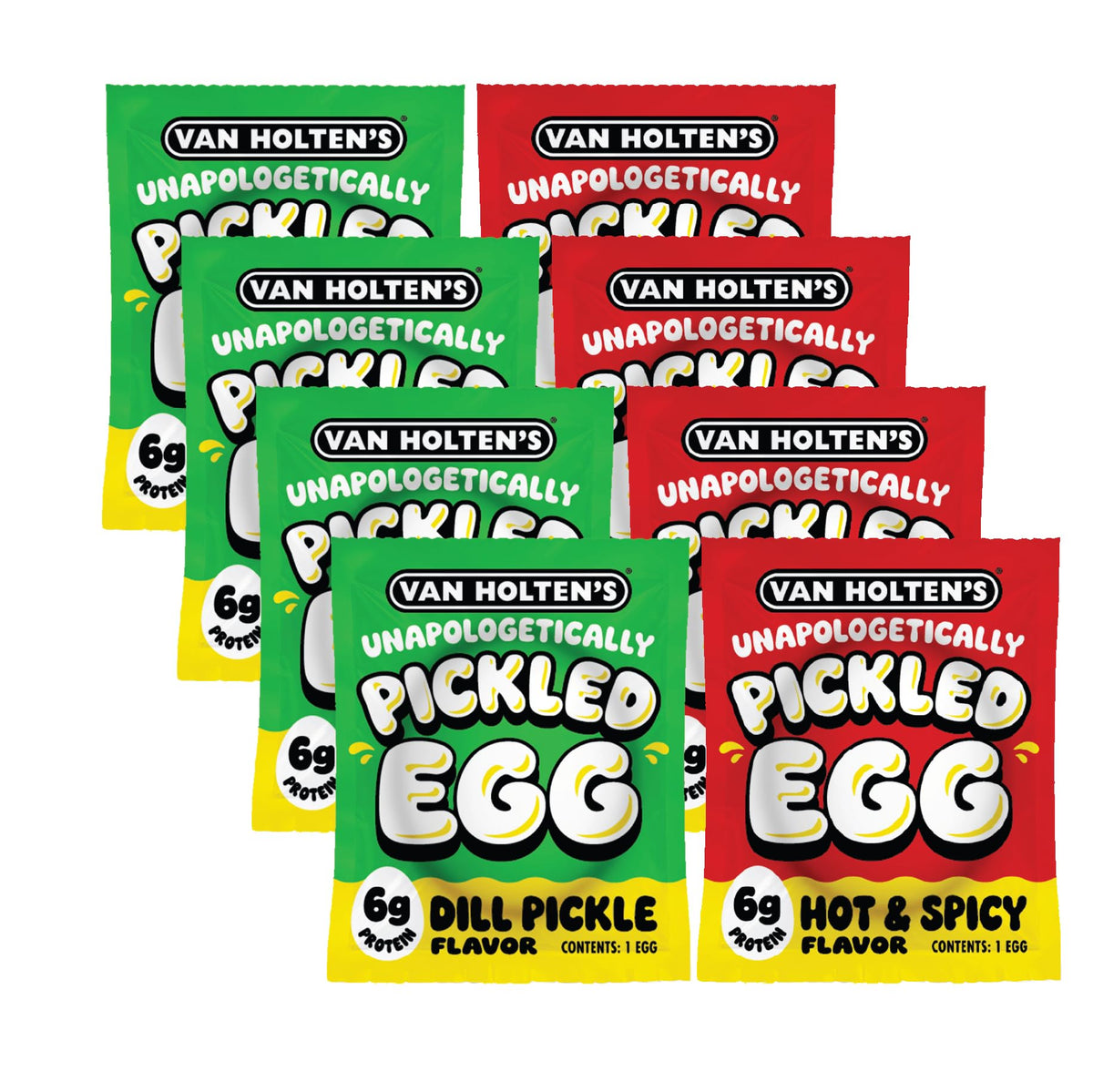 Van Holten's Unapologetically Pickled Eggs combo pack on shelf delivers bold, ready-to-eat flavor.