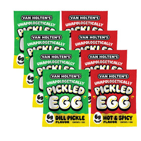Van Holten's Unapologetically Pickled Eggs combo pack on shelf delivers bold, ready-to-eat flavor.