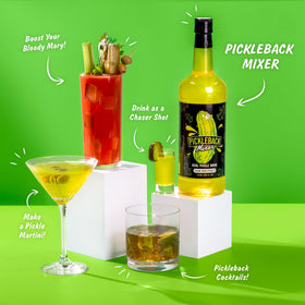 Van Holten's Pickleback mixer ingredients label close-up.