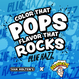 Van Holten's Pickles blue warheads close-up reveals a tangy, crave-worthy flavor burst.