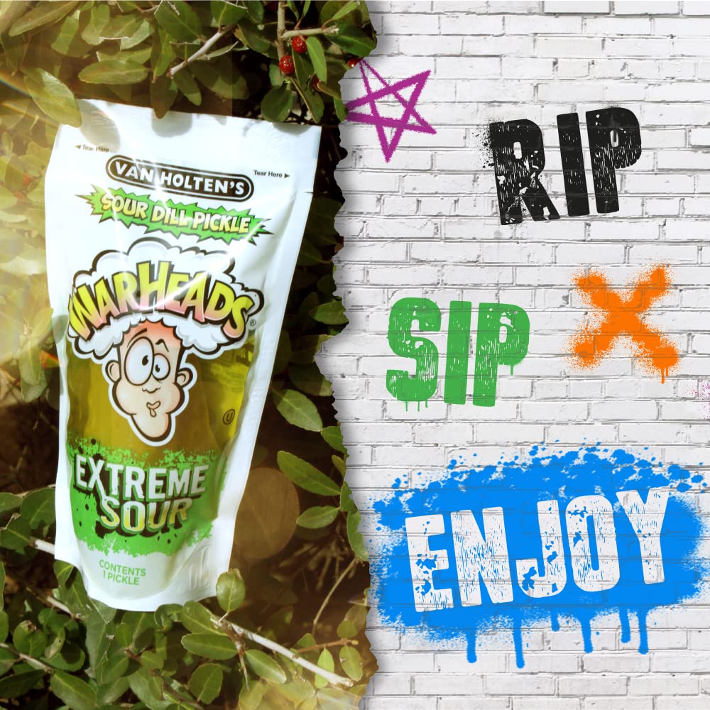 Six-pack on-the-go Van Holten's Warheads pickles provide a portable snack.