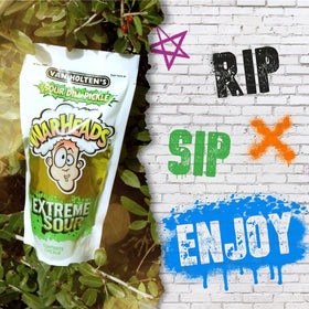 Six-pack on-the-go Van Holten's Warheads pickles provide a portable snack.