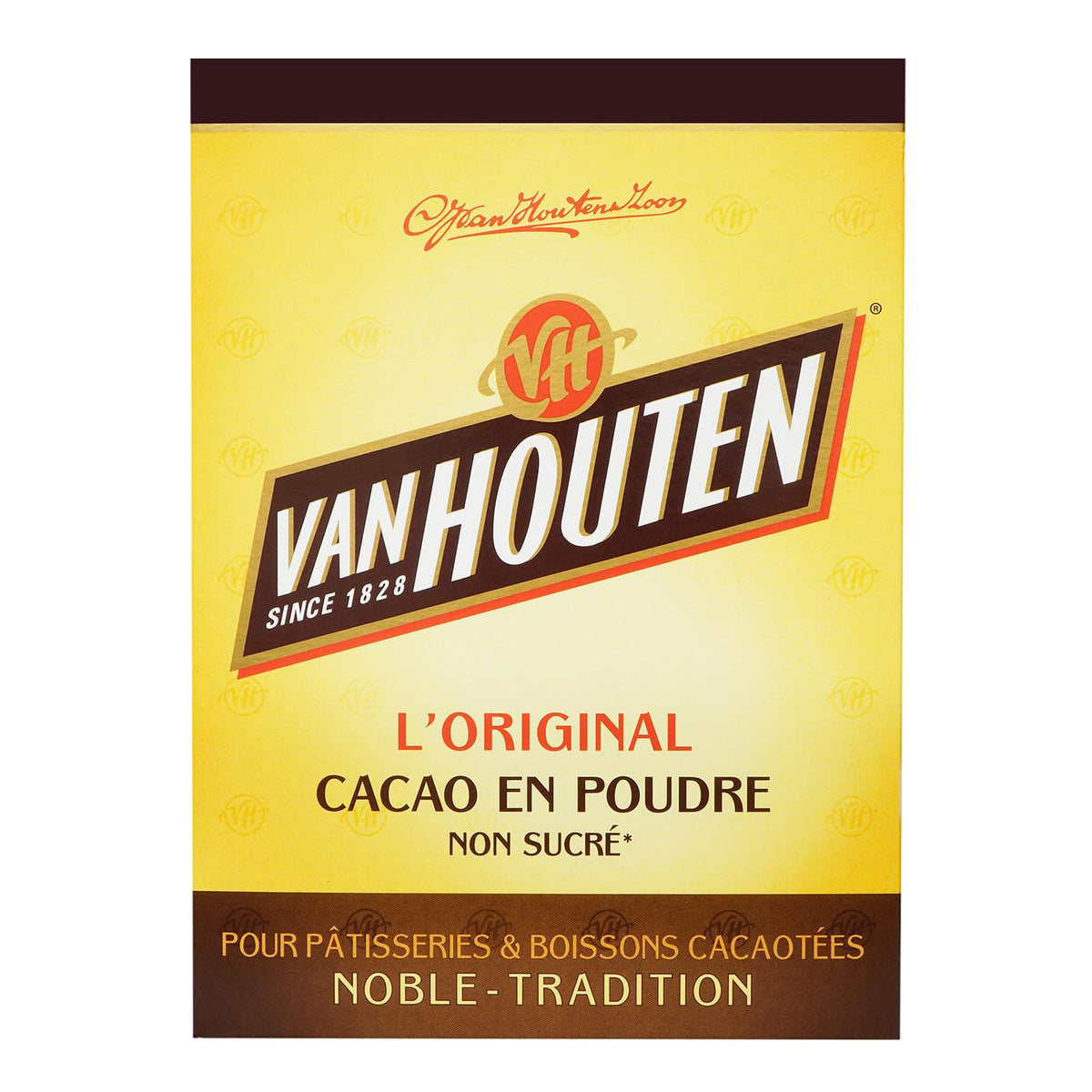 Van Houten cocoa powder 8.8oz can for drinks and baking.