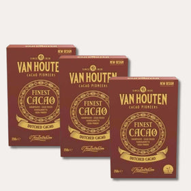 Dark-hued desserts featuring Van Houten Dutched Cocoa for vibrant presentation