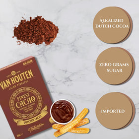Close-up of rich Van Houten Dutched Cocoa powder color for desserts