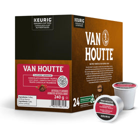 Van Houtte Raspberry Chocolate Truffle coffee beans with rich aroma.