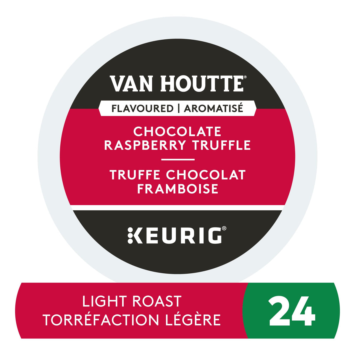 Van Houtte Raspberry Chocolate Truffle being poured into a mug.
