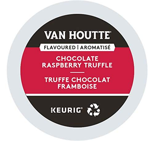 Van Houtte Raspberry Chocolate Truffle K-Cup pack for Keurig brewers, bold aroma.