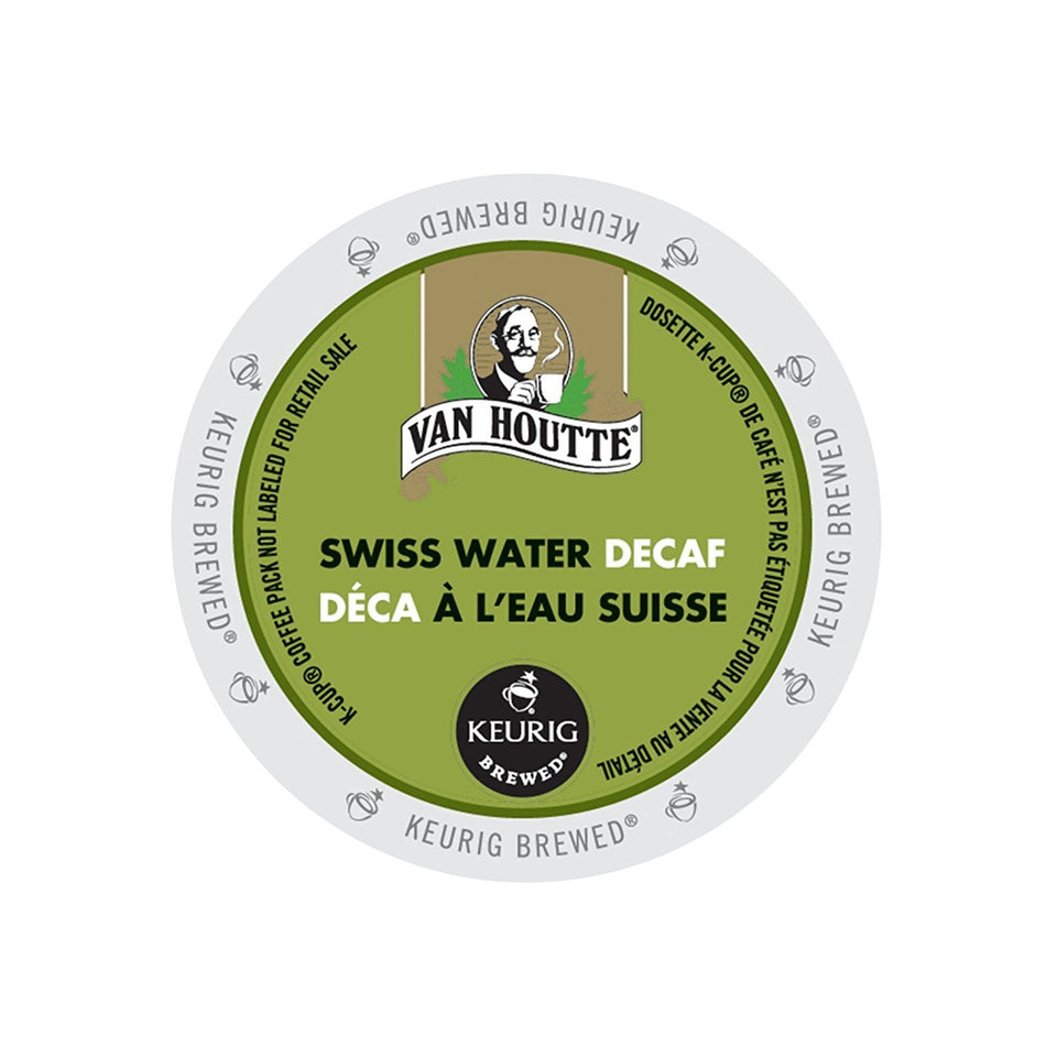 Van Houtte Swiss Water Decaf K-Cup; single-serve freshness preserves aroma and flavor
