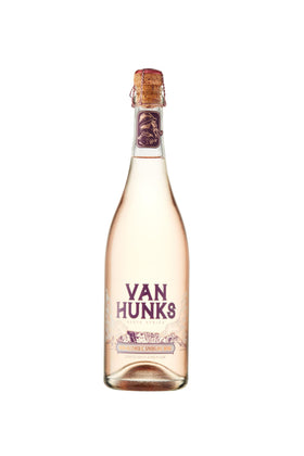 Van Hunks non-alcoholic sparkling rosé bottle for celebrations with no alcohol.