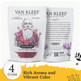 Van Kleef Emporium saffron threads closeup showing vibrant aroma and quality