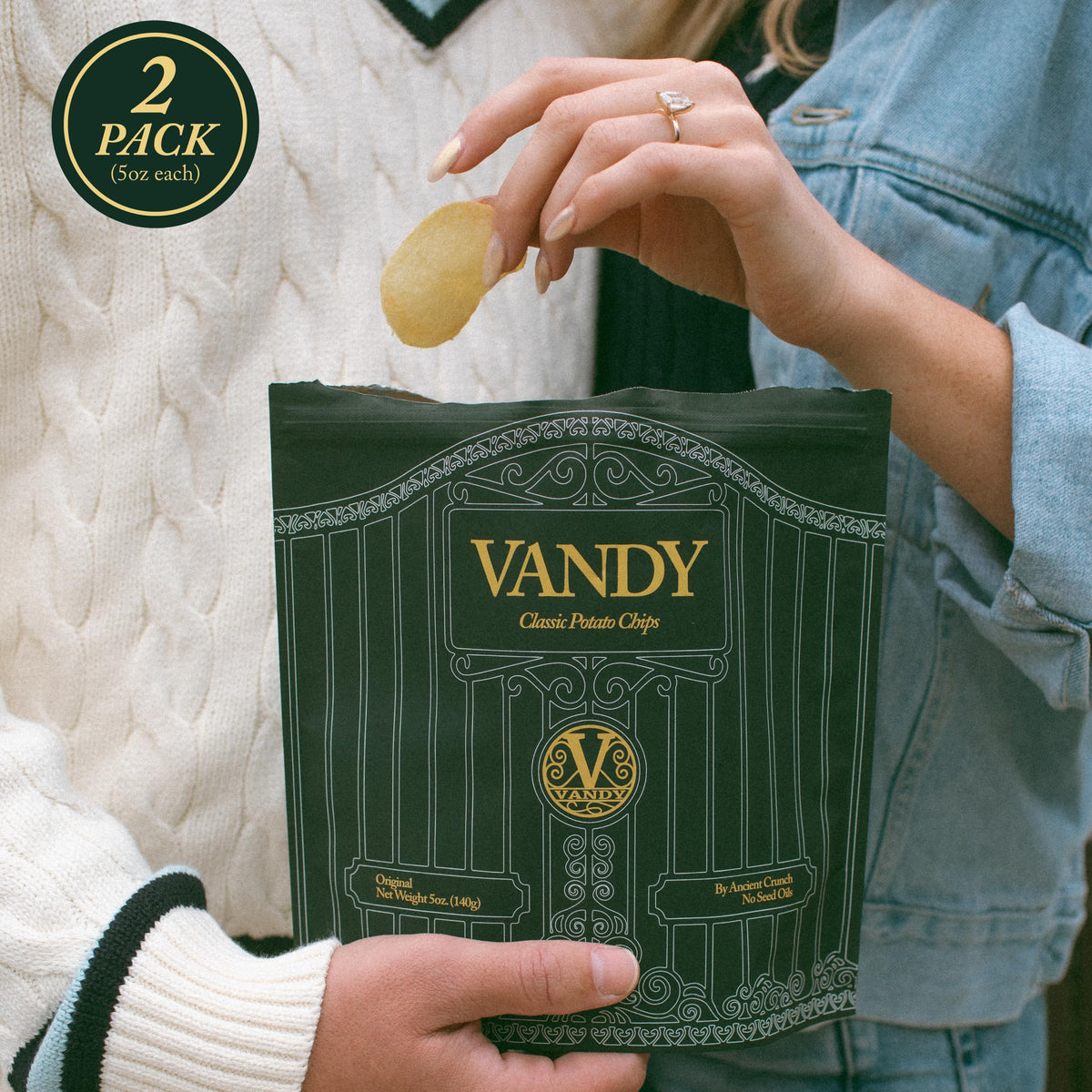 Vandy Crisps natural potatoes field suggests wholesome origin