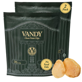 Vandy Crisps Original chip close-up showing crisp texture and simple ingredients
