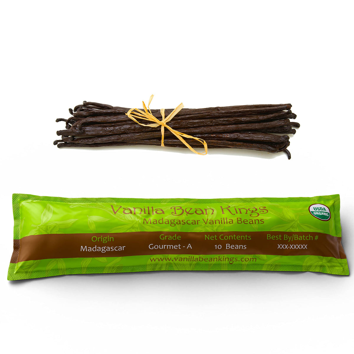 Vanilla Bean Kings Madagascar vanilla pod close-up, fresh and aromatic for baking