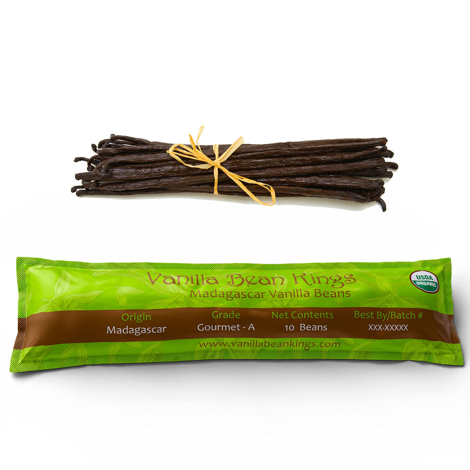 Vanilla Bean Kings Madagascar vanilla pod close-up, fresh and aromatic for baking