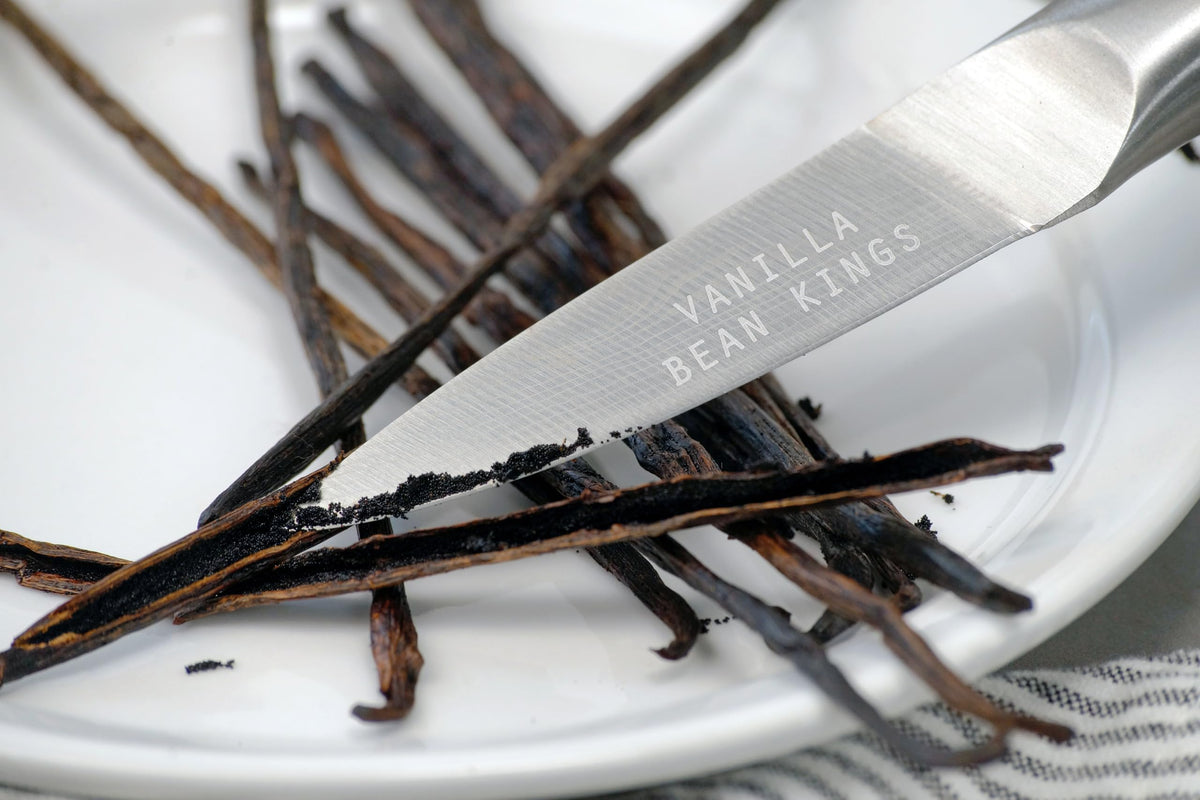 Vanilla Bean Kings moist beans with 20-25% moisture for easy scraping