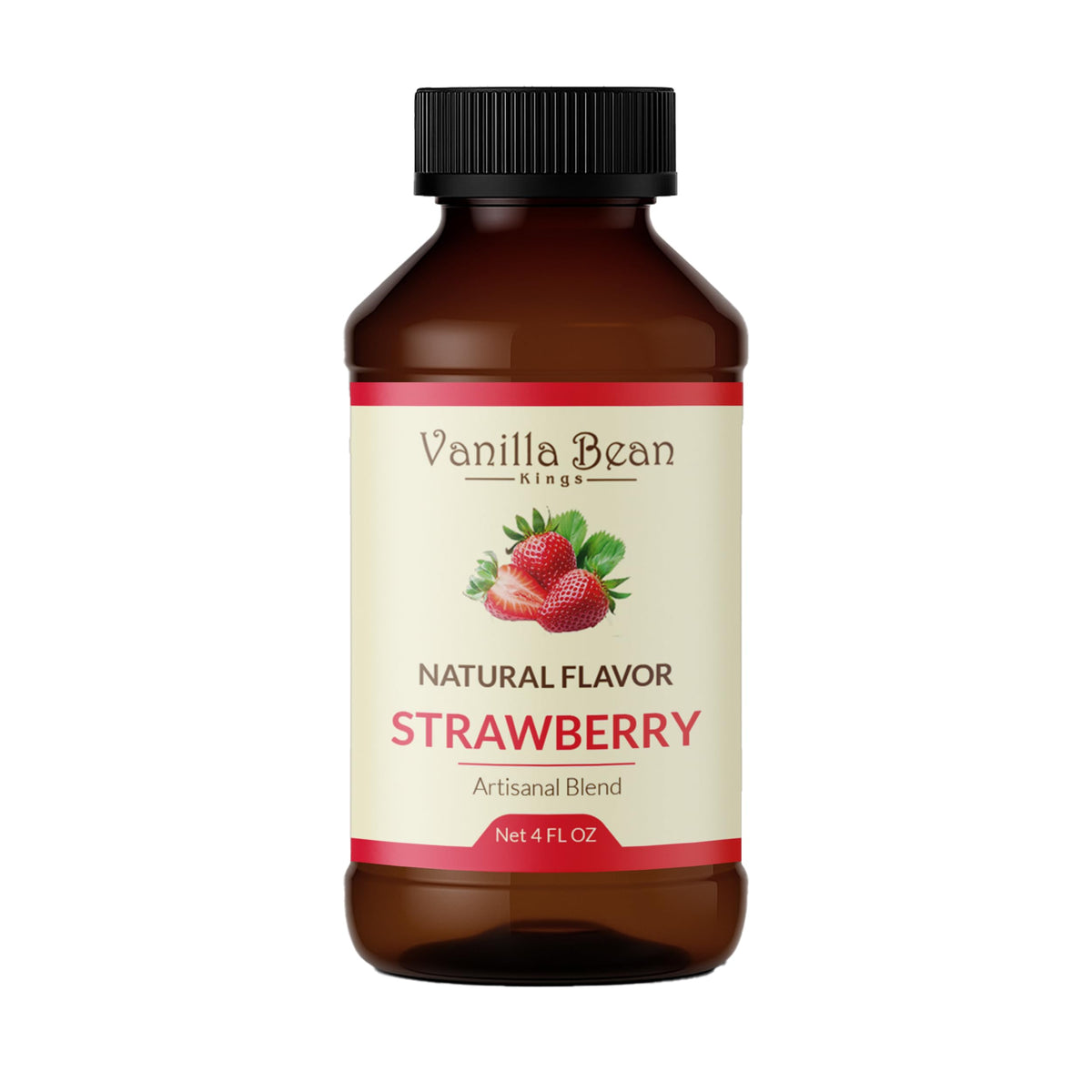 Vanilla Bean Kings Strawberry Extract bottle pour elevates cookies with vibrant berry notes.