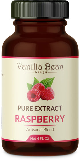 Vanilla Bean Kings Raspberry Extract bottle for rich flavor in baking