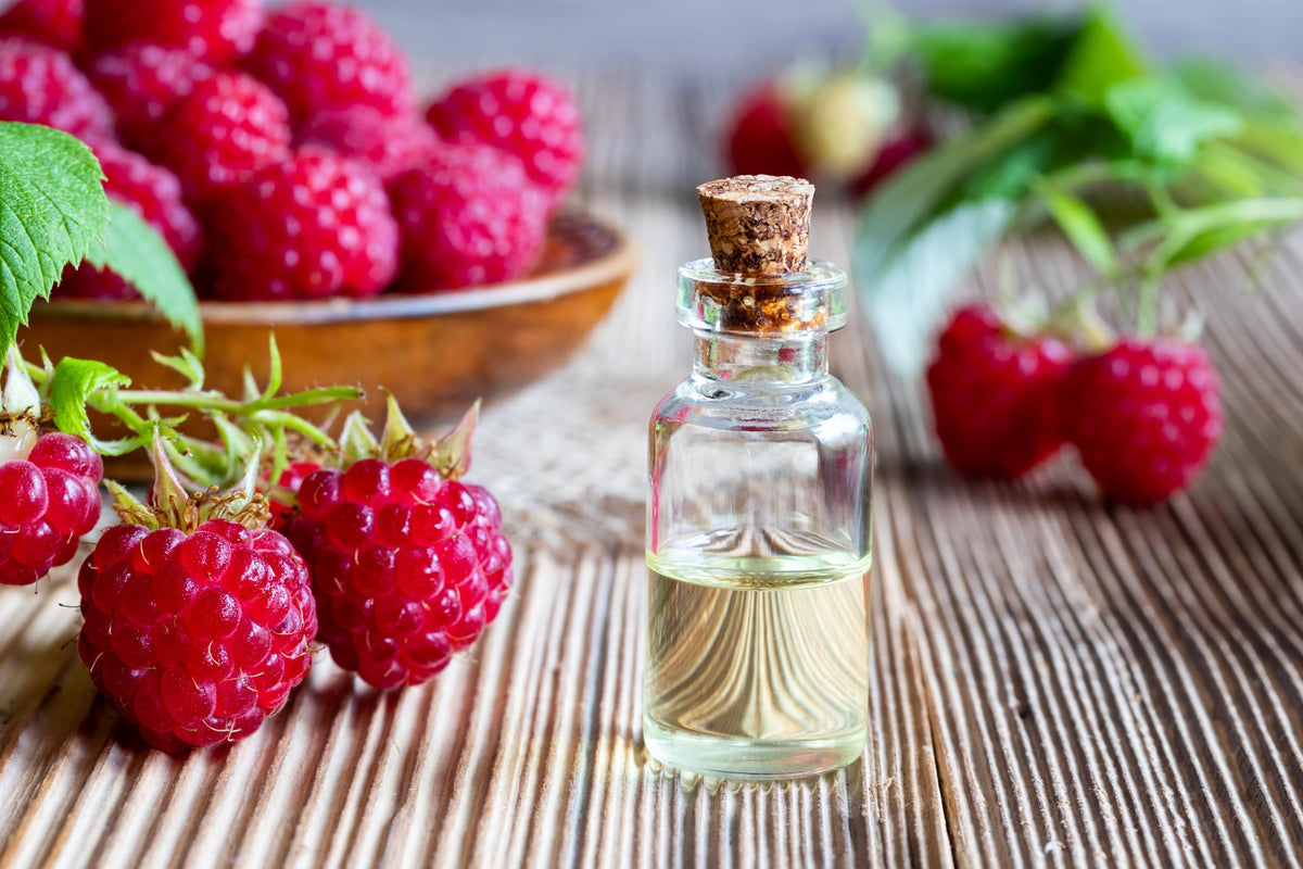 Vanilla Bean Kings Raspberry Extract on a kitchen counter ready to flavor