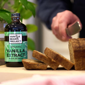 Vanilla Bean Project label with organic seal signaling all-natural ingredients