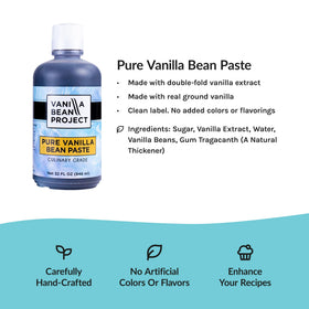 VANILLA BEAN PROJECT ingredients close-up with vanilla beans and extract for authentic taste