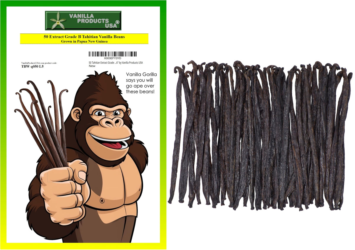 Vanilla Products USA 50 Tahitian vanilla beans, 5-6 inches, ideal for rich desserts and homemade extract.