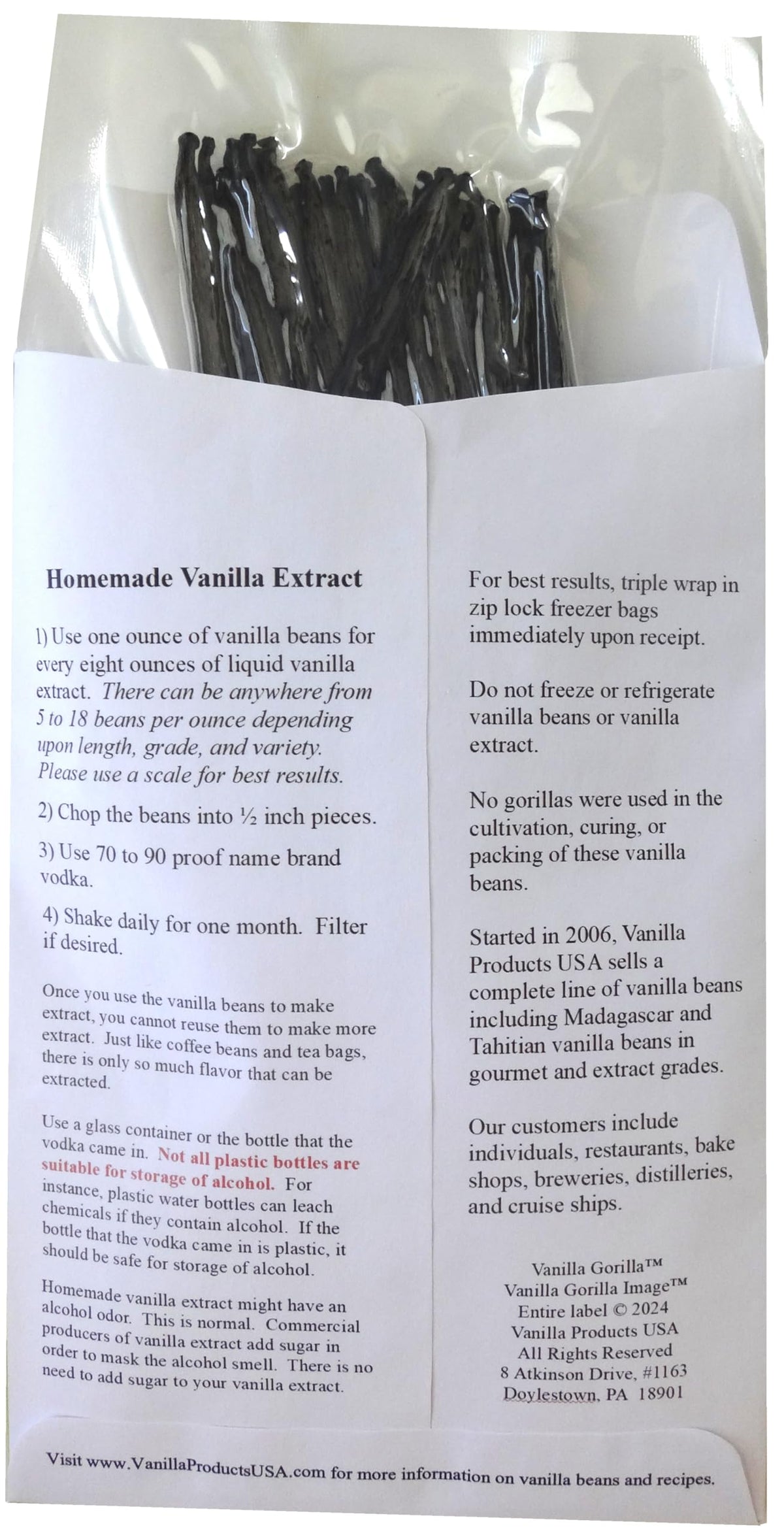 Vanilla Products USA vanilla beans 5-6 inch length for easy infusion and recipes.