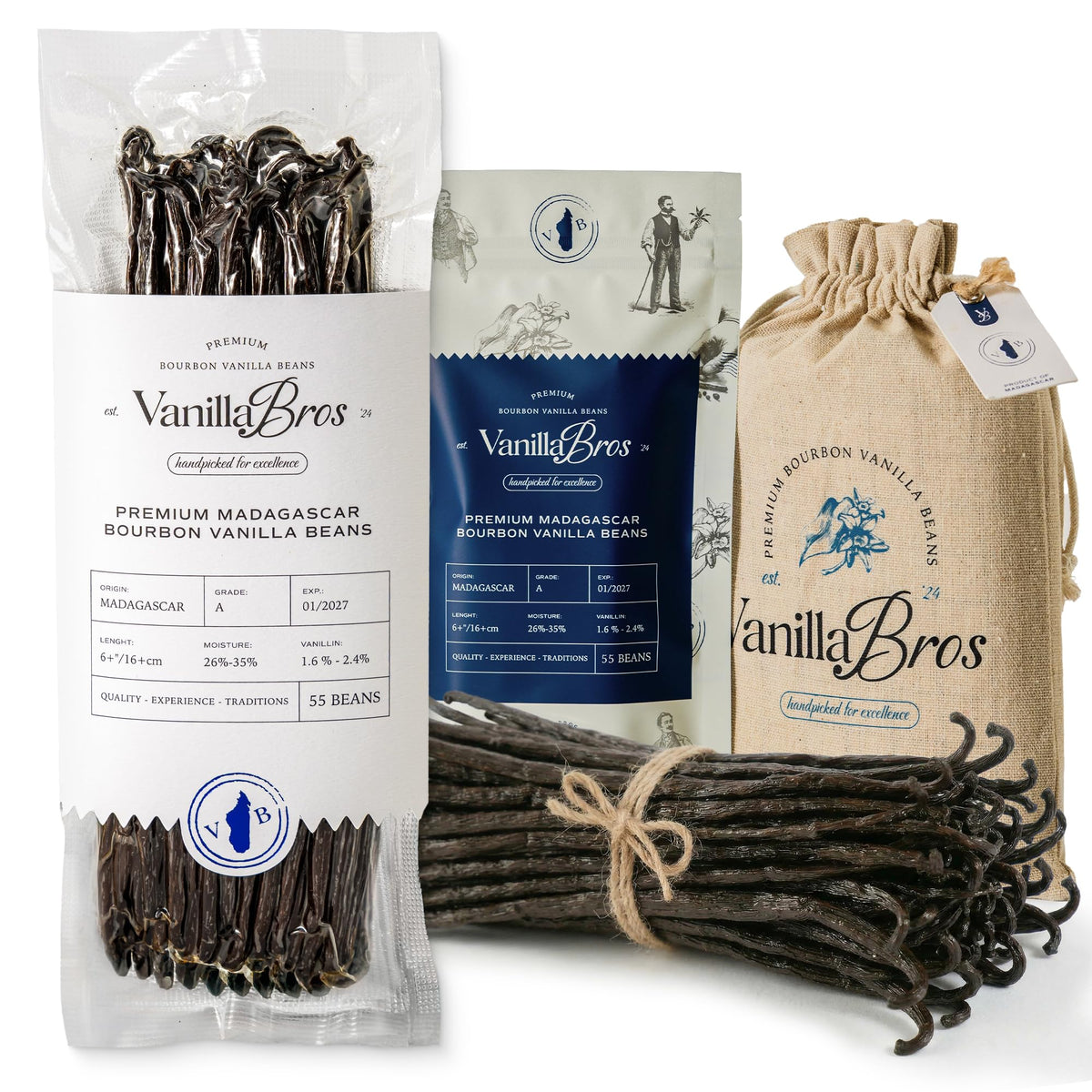 VanillaBros vanilla beans pack close-up for rich baking flavor