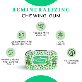 The VanMan hydroxyapatite crystals highlight enamel-friendly minerals for daily chewing.