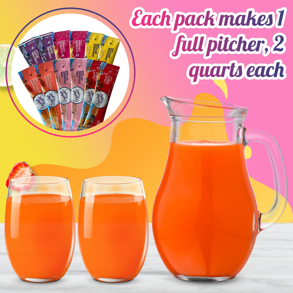  Variety Sampler Shop Crystal Light pitcher packets with zero calories for light hydration.