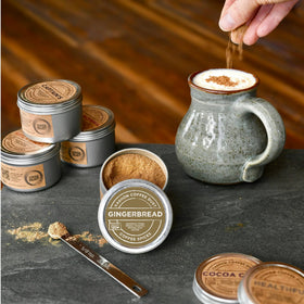 Vashon Coffee Dust Gingerbread steaming cup captures warm spice aroma.