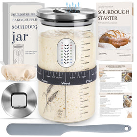 VEDALIO Sourdough Jar Wide Mouth showing clear glass for easy monitoring of activity